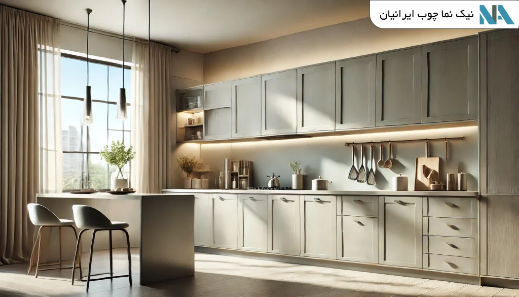 کابینت ام دی اف آشپزخانه در قزوین - نیک نما چوب ایرانیان