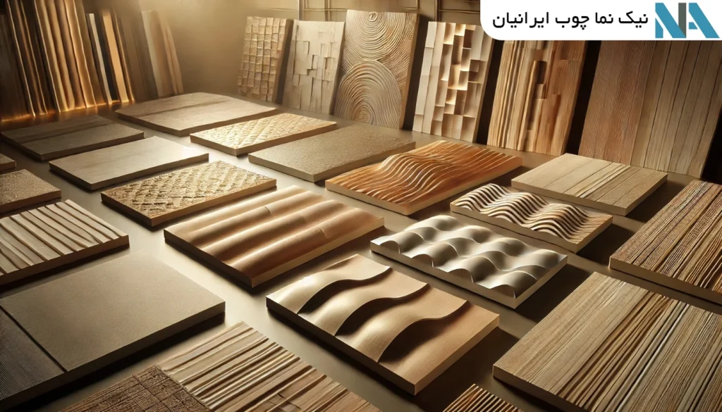 انواع بافت و برجستگی در ورق‌های MDF کابینت و دکوراسیون داخلی قزوین