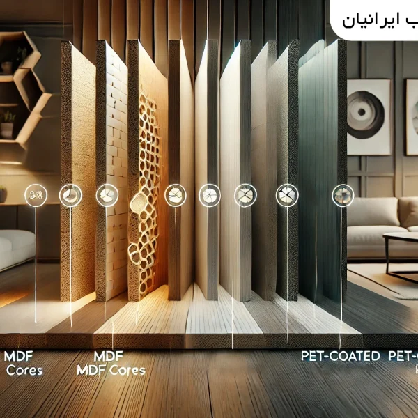 مقایسه انواع مغز MDF و ویژگی‌های برتر روکش PET