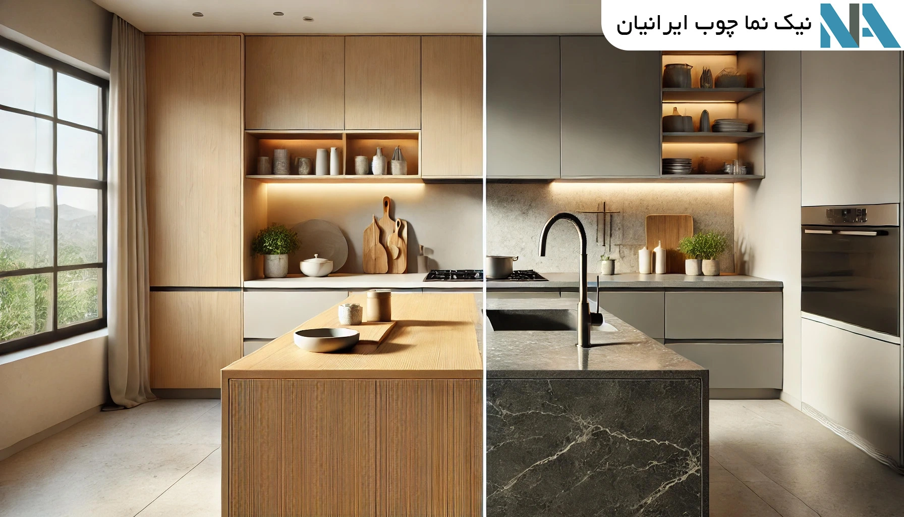 ام دی اف یا سنگ طبیعی؟ کدام برای صفحه کابینت بهتر است؟ نیک نما چوب ایرانیان